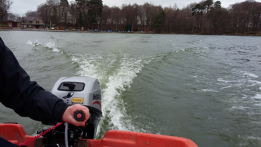 safety boat at TalkinTarn, Cumbria